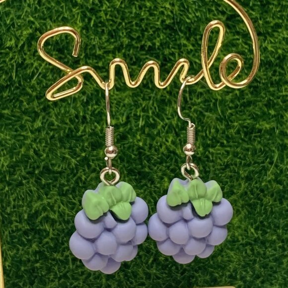 Grapes Earring, Fruit Earring, Funny Food Earring, Gift Idea, Fruit Jewelry - Picture 5 of 6